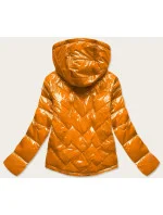 Žlutá prošívaná dámská bunda s kapucí (B9541) Žlutá prošívaná dámská bunda s kapucí (B9541)