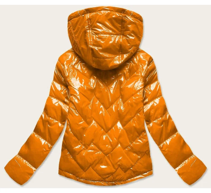 Žlutá prošívaná dámská bunda s kapucí (B9541) Žlutá prošívaná dámská bunda s kapucí (B9541)