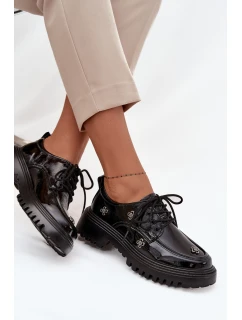 Dámské lakované kožené polobotky s připínacími doplňky Artiker – černé