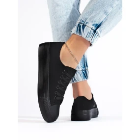 Pohodlné tenisky černé dámské bez podpatku Pohodlné tenisky černé dámské bez podpatku