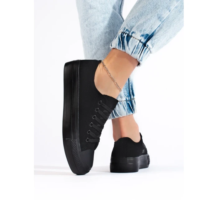 Pohodlné tenisky černé dámské bez podpatku Pohodlné tenisky černé dámské bez podpatku