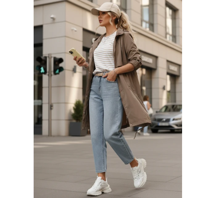 Dámská přechodná bunda parka tmavě béžová FashionStreet TY5558 Dámská přechodná bunda parka tmavě béžová FashionStreet TY5558