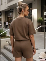 Dámská viskózová souprava s motýlem a šortkami hnědá FashionStreet AY1194 Dámská viskózová souprava s motýlem a šortkami hnědá FashionStreet AY1194