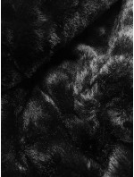Černo-hnědá lesklá zimní bunda s mechovitou kožešinou (W673)