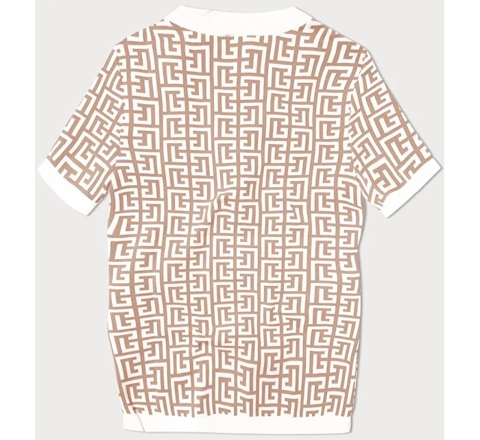 Béžová dámská úpletová halenka s krátkými rukávy (009) Béžová dámská úpletová halenka s krátkými rukávy (009)