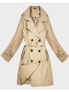 Płaszcz damski typu trencz z paskiem Goodlookin jasny beżowy (KK60417-3#)
