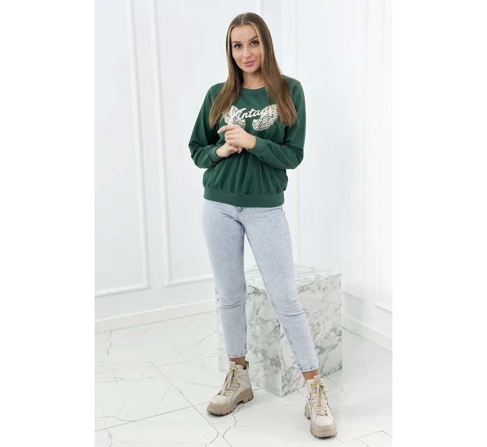 Mikina s potiskem tmavě zelená