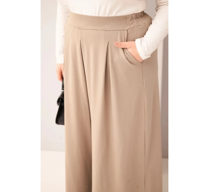 Dámské bavlněné kalhoty Plus Size s širokými nohavicemi a volným střihem fango Dámské bavlněné kalhoty Plus Size s širokými nohavicemi a volným střihem fango