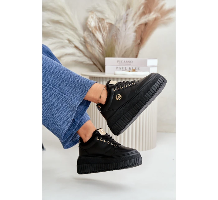 Sneakersy Dámské Sportovní Boty Zateplené Na Masivní Podešvi Černé Ardiela Sneakersy Dámské Sportovní Boty Zateplené Na Masivní Podešvi Černé Ardiela