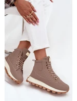 Zateplené dámské kozačky na platformě tmavě béžové Marivira