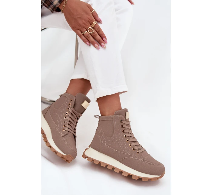 Zateplené dámské kozačky na platformě tmavě béžové Marivira