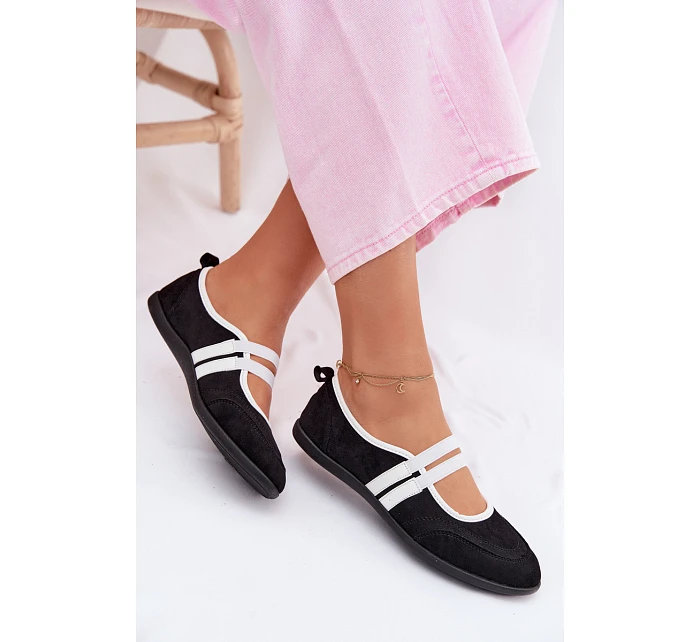 Sportovní baleríny s elastickými pásky Černé Donatella