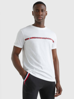 Pánské tričko LOGO STRIPE T-SHIRT UM0UM01915YBR bílá - Tommy Hilfiger
