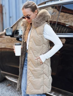 Dámská prošívaná béžová vesta Dstreet model 21993342 - FashionStreet