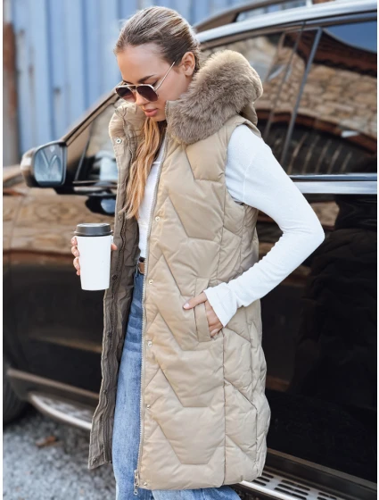 Dámská prošívaná béžová vesta Dstreet model 21993342 - FashionStreet