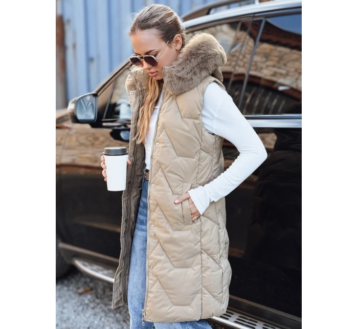 Dámská prošívaná béžová vesta Dstreet model 21993342 - FashionStreet