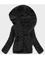 Krátká černá oboustranná dámská zimní bunda (2M-21507)