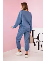Komplet teplákové + kalhoty máslová látka denim melír Komplet teplákové + kalhoty máslová látka denim melír