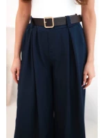 Dámské kalhoty s širokými nohavicemi a páskem model 21893629 - K-Fashion Dámské kalhoty s širokými nohavicemi a páskem model 21893629 - K-Fashion