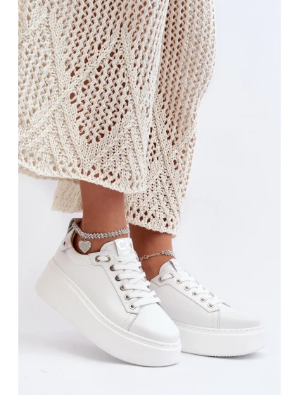 Kožené Dámské Tenisky S Náramkem CheBello 4406 Bílé