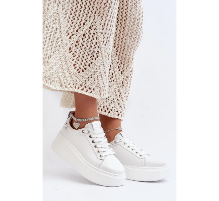 Kožené Dámské Tenisky S Náramkem CheBello 4406 Bílé