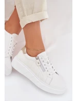 Kožené dámské polobotky s zipem bílé model 22013973 - EVENTO Kožené dámské polobotky s zipem bílé model 22013973 - EVENTO