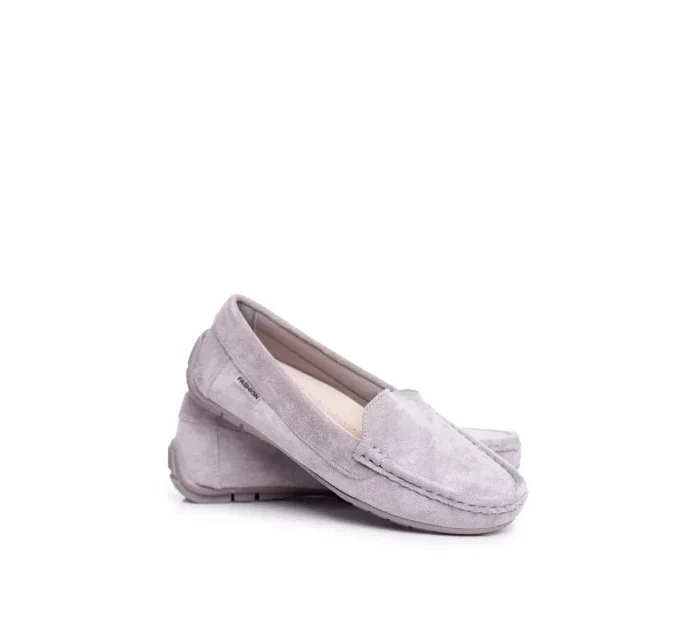 Dámské Semišové Mokasíny Šedé Morreno