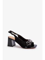 Dámské sandály na vysokém podpatku s ozdobou, černé D&A Dámské sandály na vysokém podpatku s ozdobou, černé D&A