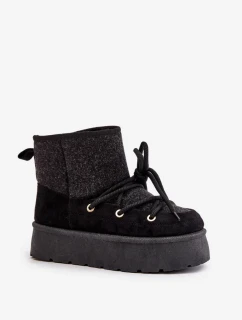 Sněhule s vázáním na platformě černé Mavora