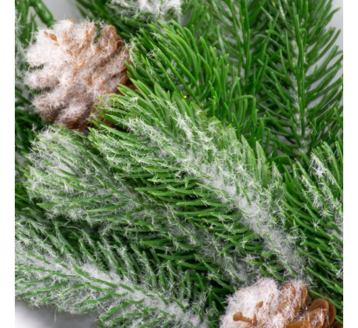 OZDOBNÁ BOROVÁ VĚTEV S JEŘABINAMI A ŠIŠKAMI 60 CM