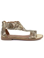 Dámské ažurové sandály z hadí kůže ve zlaté barvě M.Daszynski MR24148-2