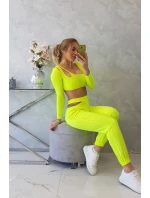 Sada s halenkou top žlutá neonová