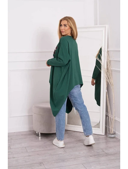 Oversize halenka s potiskem tmavě zelená