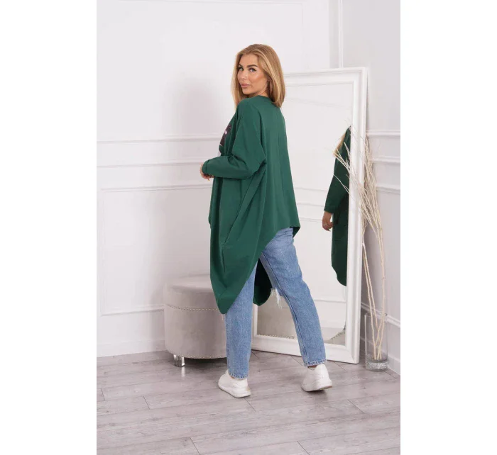 Oversize halenka s potiskem tmavě zelená