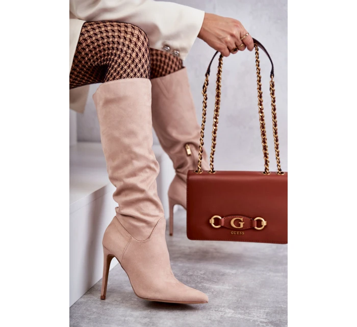 Klasické Semišové černé Boty Na Béžový model 21595587 - Boto