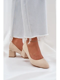 Semišové Lodičky Na Podpatku Béžové model 21684781 - Boto