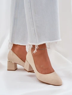 Ekologické Semišové Lodičky Na Podpatku Béžové Veniffia