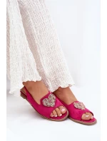 Dámské sandály s ozdobným srdcem S.Barski KV27-018 Fuchsie