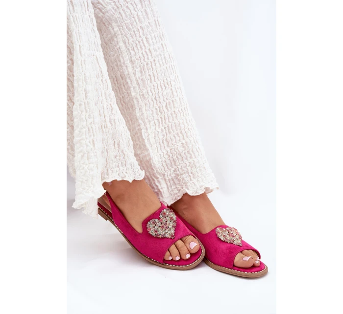 Dámské sandály s ozdobným srdcem S.Barski KV27-018 Fuchsie
