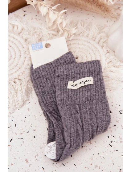 Teplé dámské ponožky s vlnou tmavě šedé