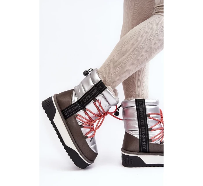 Dámské sněhule se silnou podrážkou, Vegan D.Franklin Stříbrný