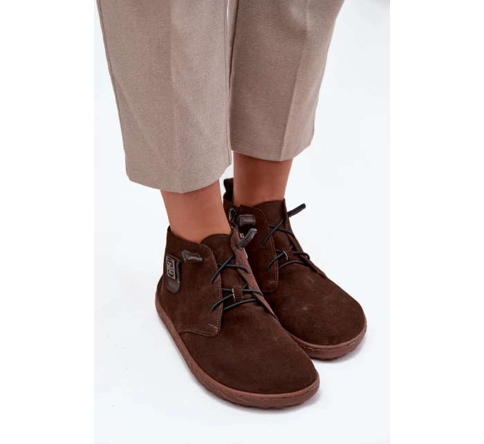 Dámské semišové barefoot polobotky s ozdobným detailem Zazoo – čokoládové