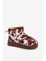 Dětské/juniorská sněhule zateplené kožíškem Mireya – bílo-hnědé