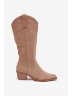 Dámské kovbojky model 21837054 – khaki - Kesi