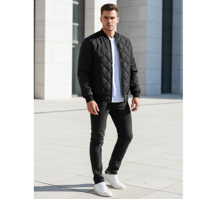 Pánská prošívaná bunda bomber černá TX2215