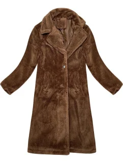 Dámský kabát typu beránek ve velbloudí barvě J Style (11Z8157)