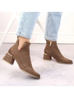 Semišové boty na podpatku W model 21996771 hnědé - Potocki Semišové boty na podpatku W model 21996771 hnědé - Potocki