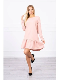 Šaty s volánem tmavě pudrově růžové