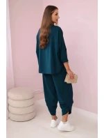 Bavlněná mikina kalhoty set námořní