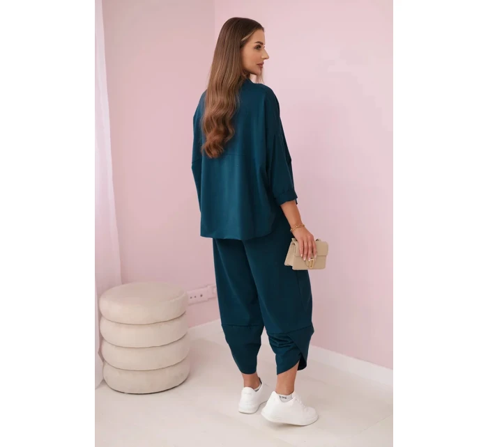 Bavlněná mikina kalhoty set námořní